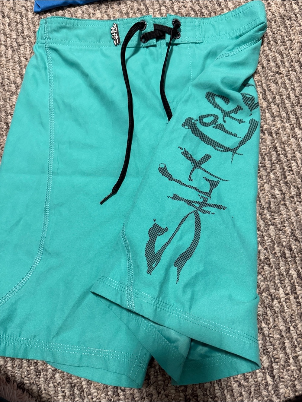 Salt Life Boys Teal Swim Trunks with Black Logo